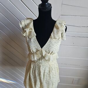 Miami Cream Floral Ruffle Romper